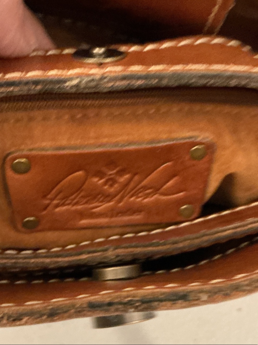 Patricia Nash Tan Map-Print Leather Shoulder Bag - Picture 3 of 6